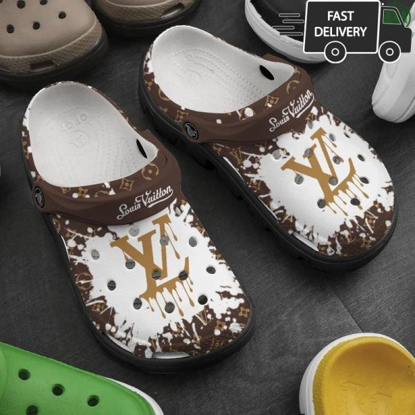 Limited LV Louis Vuitton Big Milky Logo Brand Crocs 010