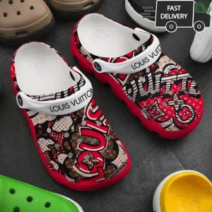 Limited LV Louis Vuitton Funny Graffiti Style Crocs 015