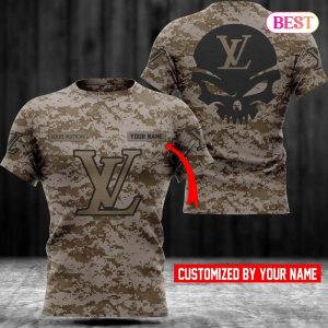 Louis Vuitton Army Camouflage Luxury Brand 3D T-Shirt 047