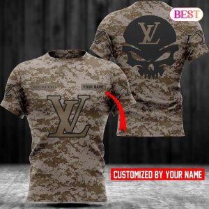 LV Army Camouflage Luxury Brand 3D T-Shirt