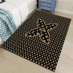 Louis Vuitton Black Flower Living Room Carpet 018
