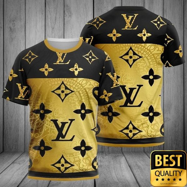 Louis Vuitton Black And Golden Pattern US T-Shirt 089