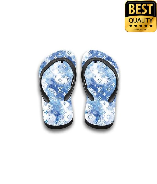 Louis Vuitton Blue Sky Cloudy Flip Flops Hawaiian Shirt And Shorts 008