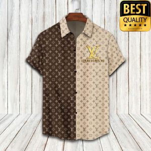Louis Vuitton Brown Beige Flip Flops Hawaiian Shirt And Shorts 009
