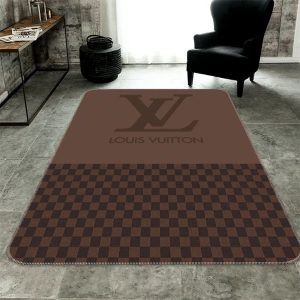 Louis Vuitton Brown Logo Luxury Living Room Carpet 029