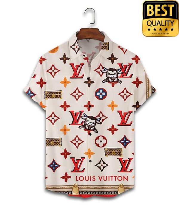 Louis Vuitton Buffalo White Flip Flops And Combo Hawaii Shirt Shorts 013