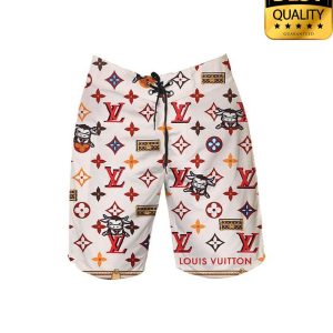 Louis Vuitton Buffalo White Flip Flops And Combo Hawaii Shirt Shorts 013 3