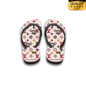 Louis Vuitton Buffalo White Flip Flops And Combo Hawaii Shirt Shorts 013 4