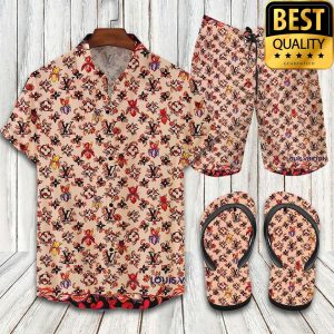 Louis Vuitton Butterflies Combo Flip Flops Hawaiian Shirt And Shorts 014
