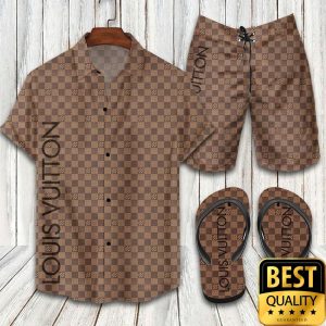 Louis Vuitton Checkerboard Flip Flop And Hawaiian Shirt Shorts 020 1