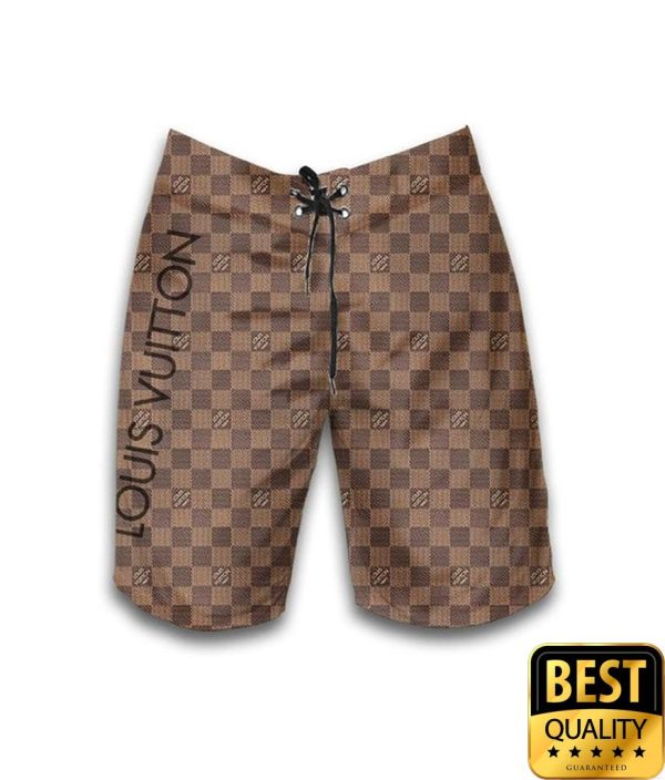 Louis Vuitton Checkerboard Flip Flop And Hawaiian Shirt Shorts 020