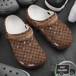 Louis Vuitton Checkered Light Dark Brown Crocs 022