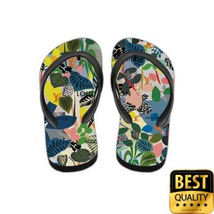 Louis Vuitton Colorful Leaf Flip Flops Hawaiian Shirt And Shorts 017 5