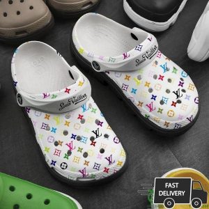 Louis Vuitton Colorful Monogram White Crocs 024