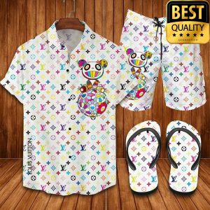 Louis Vuitton Colorful Panda Flip Flops Hawaiian Shirt And Shorts 018