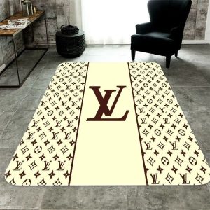 Louis Vuitton Cream Luxury Living Room Carpet 035