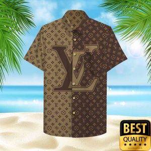 Louis Vuitton Dark Light Brown Logo Flip Flops Hawaiian Shirt Shorts 021 2