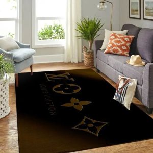 Louis Vuitton Dark Logo Luxury Living Room Carpet 036
