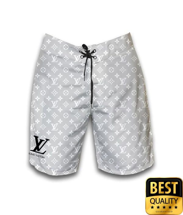 Louis Vuitton Gray Monogram Flip Flops Hawaiian Shirt And Shorts 027