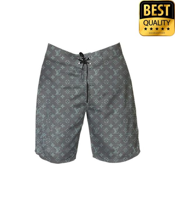 Louis Vuitton Grey Flip Flops And Combo Hawaii Shirt Shorts 029