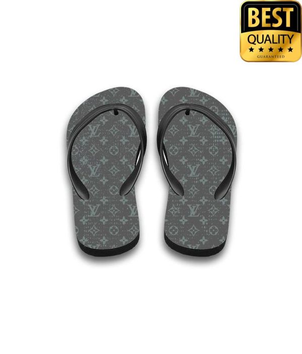 Louis Vuitton Grey Flip Flops And Combo Hawaii Shirt Shorts 029