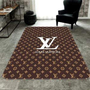 Louis Vuitton Logo Brown Luxury Living Room Carpet 047
