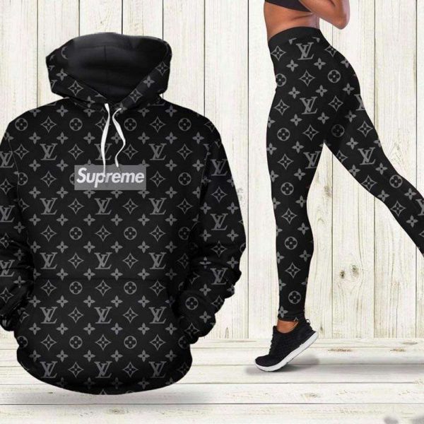 Louis Vuitton Luxury Brand 3D Hoodie and Leggings Set 079