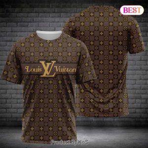 LV Luxury Brand Brown Color 3D T-Shirt 053