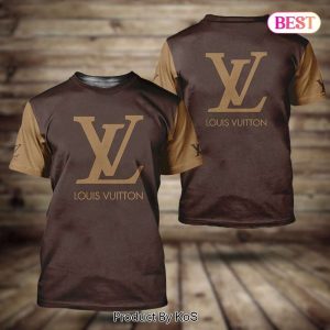 Louis Vuitton Luxury Brand Dark Brown 3D T-Shirt 049