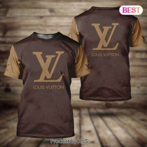 LV Luxury Brand Dark Brown 3D T-Shirt 049