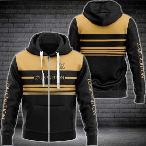 Louis Vuitton Luxury Brand Stripe Black Gold 3D Hoodie Limited Edition 085