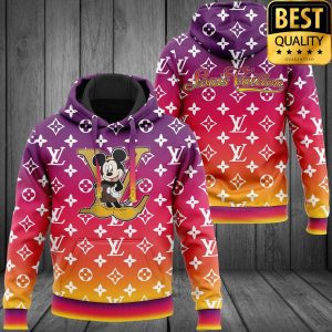Louis Vuitton Mickey mouse pink faded Fashion T Shirt Hoodie and Pants 2