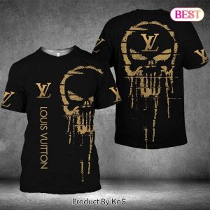 Louis Vuitton Mysterious Black Gold Luxury Brand 3D T-Shirt 073