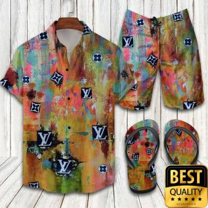 Louis Vuitton Painting Flip Flops And Combo Hawaiian Shirt Shorts 044 1