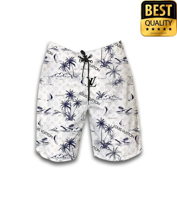 Louis Vuitton Palm Tree Islands Flip Flops And Hawaii Shirt Shorts 045