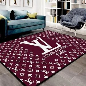 Louis Vuitton Red Paris Luxury Living Room Carpet 076