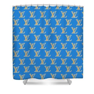 Louis Vuitton Shower Curtain Blue And Gold 108