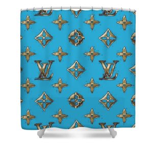 Louis Vuitton Shower Curtain Blue And Silver 107
