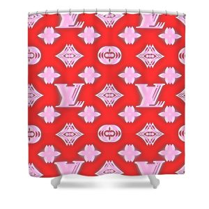 Louis Vuitton Shower Curtain Pink And Red 049