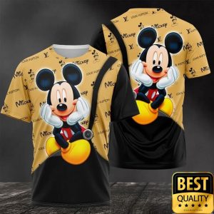 Louis Vuitton Smiling Mickey Yellow Black US T-Shirt 123