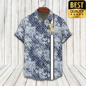 Louis Vuitton Snowy Flower Hawaiian Shirt Shorts 055