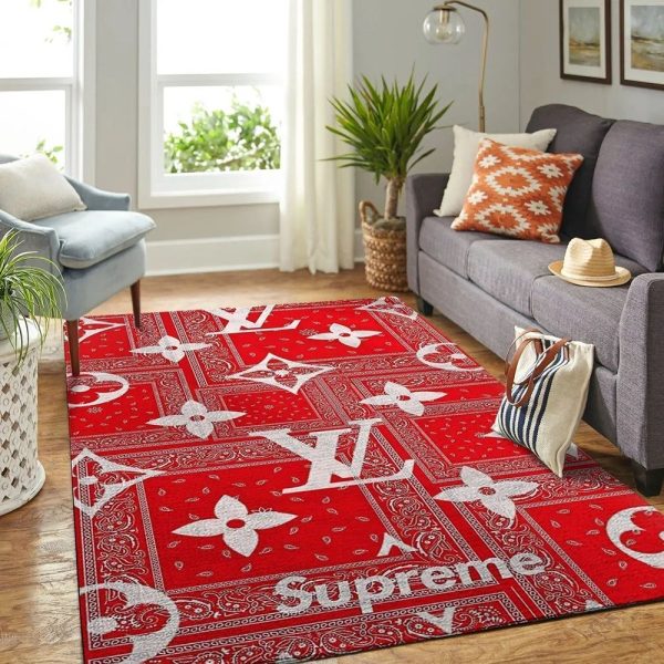 Louis Vuitton Supreme Red Living Room Cacrpet 083