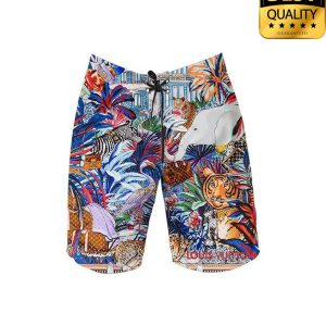 Louis Vuitton Tiger Forest Flip Flops Combo Hawaii Shirt Shorts 059 3