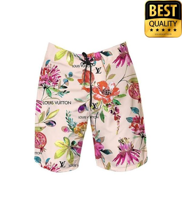 Louis Vuitton Tropical Floral Flip Flops And Hawaii Shirt Shorts 061