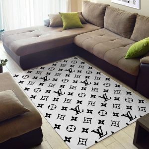 Louis Vuitton White & Black Living Room Carpet 086