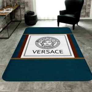 Luxury Blue Versace Living Room Carpet And Rug 033