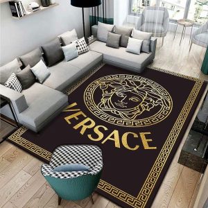 Luxury Gold Logo Versace Living Room Carpet And Rug 035