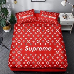 Luxury LV Supreme Bedding Sets Bedroom Luxury Brand Bedding 006