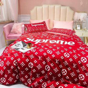 Luxury LV Supreme Bedding Sets Bedroom Luxury Brand Bedding 007