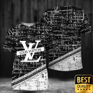 Luxury Louis Vuitton Black White with Brand Name Stripe 3D Shirt and Pants 4